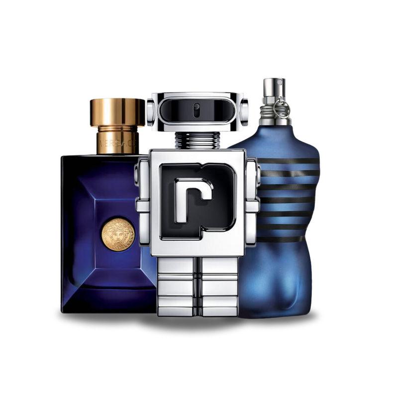 Combo aus 3 Herrenparfüms - Dylan Blue Versace , Phantom Paco Rabanne  et Ultra Male Jean Paul Gaultier