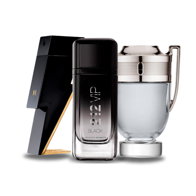 Combo aus 3 Herrenparfüms - Bad Boy Carolina Herrera, 212 Vip Black Carolina Herrera et Invictus Paco Rabanne